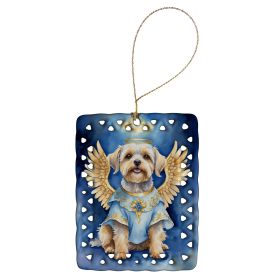 Dandie Dinmont Terrier My Angel Porcelain Ornament Christmas Tree Hanging Decorations for Home Christmas Holiday, Rectangle, Gift, Multicolor