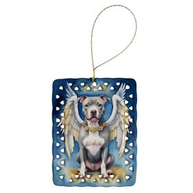 Pit Bull Terrier My Angel Porcelain Ornament Christmas Tree Hanging Decorations for Home Christmas Holiday, Rectangle, Gift, Multicolor