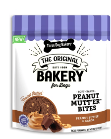 Three Dog Bakery Peanut Mutter Bites, Peanut Butter Cookies, Soft Treats for Dogs, 18oz. Box