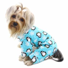 Penguins & Snowflake Flannel PJ with 2 Pockets (Turquoise) - XS