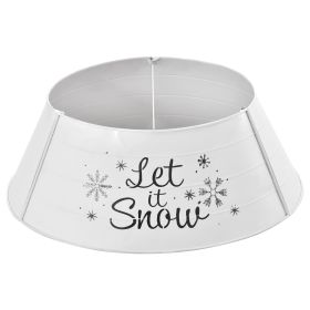 HOMCOM Christmas Tree Collar Snowflake Design Steel Ring Skirt Holiday Decor 26 Inch Base White