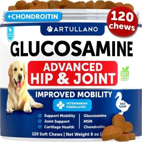 Glucosamine for Dogs Hip and Joint Supplement for Dogs with Arthritis Chews with Chondroitin Hemp Oil MSM Canine Joint Pain Relief Health Mobilit