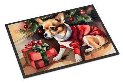 NEW Chihuahua Cozy Christmas Doormat Front Door Mat Indoor Outdoor Rugs for Entryway, Non Slip Washable Low Pile, 18H X 27W