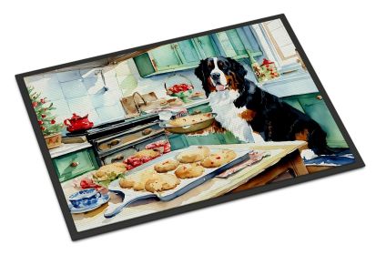 Bernese Mountain Dog Christmas Cookies Doormat Front Door Mat Indoor Outdoor Rugs for Entryway, Non Slip Washable Low Pile, 24H X 36W