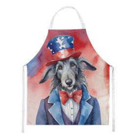 Scottish Deerhound Patriotic American Apron Cooking Kitchen Server Baking Crafts Gardening for Adult Women Men, Unisex, Large, Multicolor