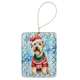 Wheaten Terrier Christmas Porcelain Ornament Christmas Tree Hanging Decorations for Home Christmas Holiday, Rectangle, Gift, Multicolor