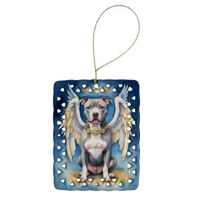 Pit Bull Terrier My Angel Porcelain Ornament Christmas Tree Hanging Decorations for Home Christmas Holiday, Rectangle, Gift, Multicolor