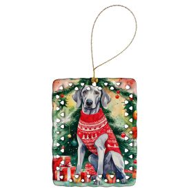 Weimaraner Christmas Porcelain Ornament Christmas Tree Hanging Decorations for Home Christmas Holiday, Rectangle, Gift, Multicolor