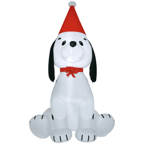 HOMCOM 6ft Christmas Inflatables Outdoor Decorations Puppy Dog Wearing a Santa Hat, Blow-Up Yard Christmas Decor with LED Lights Display