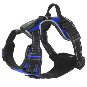 Light Up Dog Harness Rechargeable LED Dog Harness No Pull Lighted Dog Vest with Handle for Small/Medium/Large Dogs (Option: darkblue_s)