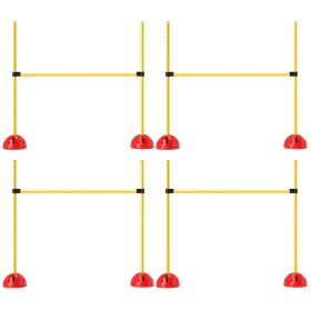 4 Piece Dog Agility Course Set With 4 Height Adjustable Dog Agility Jumps, Carry Bag, Yellow (Color: Yellow)