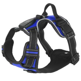 Light Up Dog Harness Rechargeable LED Dog Harness No Pull Lighted Dog Vest with Handle for Small/Medium/Large Dogs (Option: darkblue_l)