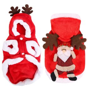Pet Christmas Clothes Santa Claus Reindeer Antlers Costume Winter Outfit New Year Coat For Small Medium Dogs Cats Available in S/M/L/XL (Option: red_l)